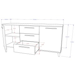 KOMODA HANA 3S CZARNE SCANDI 180