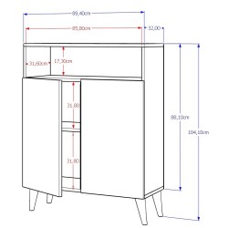KOMODA LUNA 2D ZŁOTE SCANDI