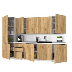 Słupek Kuchenny Stojąca Szafka Kuchenna KIRA Biała Dąb Craft 60x200cm