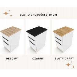 Szafka Kuchenna Dolna Stojąca KIRA 50cm z blatem Biała Artisan Cichy Domyk