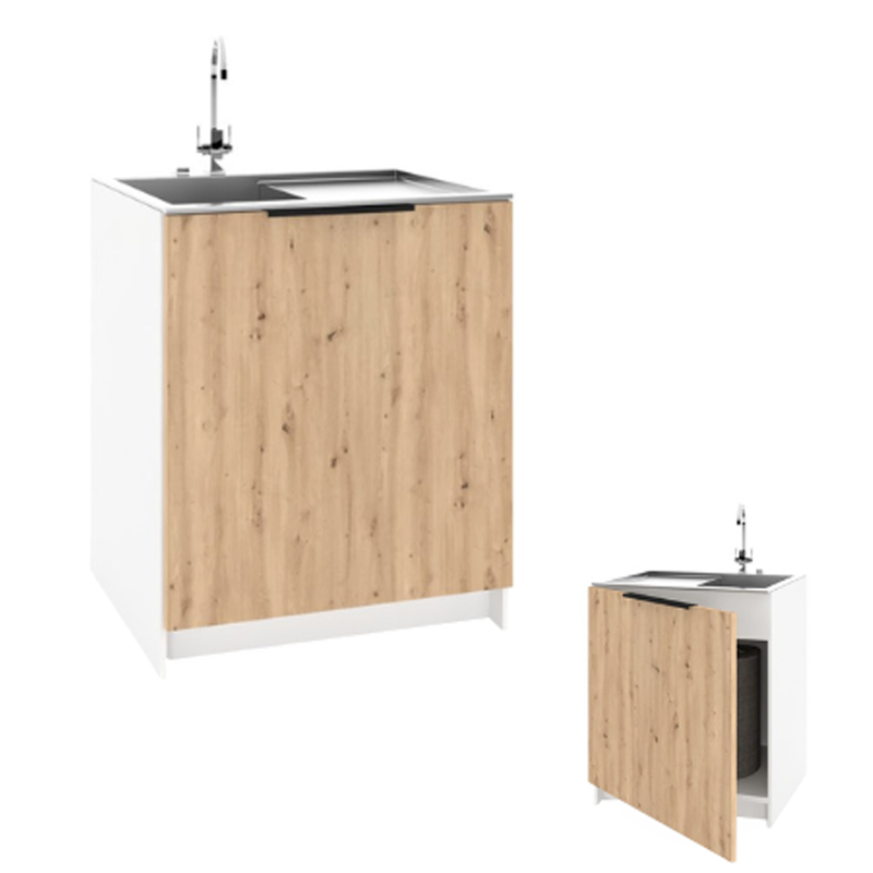 Szafka Kuchenna pod zlew Stojąca KIRA Biała Artisan 60cm Cichy Domyk