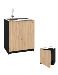 Szafka Kuchenna pod zlew Stojąca KIRA Czarna Artisan 60cm Cichy Domyk