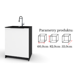 Szafka Kuchenna pod zlew Stojąca KIRA Czarna Biała 60cm Cichy Domyk