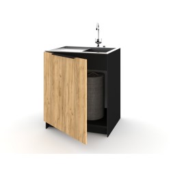 Szafka Kuchenna pod zlew Stojąca KIRA Czarna Craft 60cm Cichy Domyk