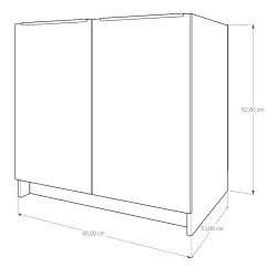 Szafka Kuchenna pod zlew Stojąca KIRA Czarna Dąb Craft 80cm Cichy Domyk