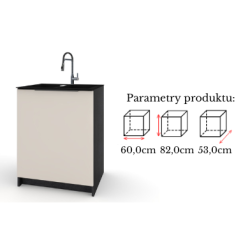 Szafka Kuchenna pod zlew Stojąca KIRA Czarna Kaszmir 60cm Cichy Domyk