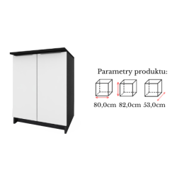 Szafka Kuchenna Stojąca Dolna KIRA Czarna Biała 80cm blat Cichy Domyk