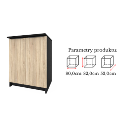 Szafka Kuchenna Stojąca Dolna KIRA Czarna Sonoma 80cm blat Cichy Domyk