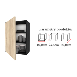 Szafka Kuchenna Wisząca Górna Premium KIRA Czarna Sonoma 40cm tip-on Blum