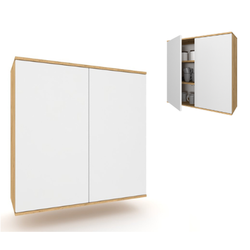Szafka Kuchenna Wisząca Górna Premium KIRA Dąb Craft Biała 80cm tip-on Blum