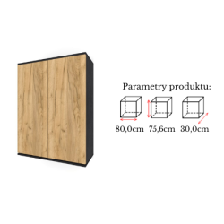 Szafka Kuchenna Wisząca KIRA Czarna Dąb Craft 80cm Cichy Domyk tip-on Blum