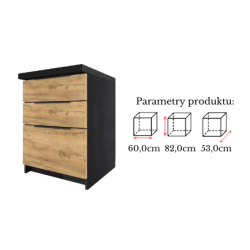Szafka Kuchenna z Szufladami Stojąca KIRA Czarna Craft 60cm Cichy Domyk